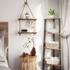 2 Tiers Wooden Hanging Rope Shelf Wall Mounted Floating Shelf Storage Rustic