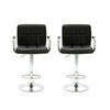 2 × Bar Stools Leather Chairs Breakfast Chairs Swivel Gas Lift Kitchen Cushioned
