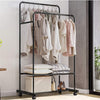 Sturdy Metal Tube Coat Rack Clothes Garment Hanger Double Open Rods for Bedroom
