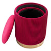 VELVET STORAGE OTTOMAN ROUND POUFFE FOOTREST VANITY DRESSING SEAT STOOL