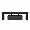 TV Unit Cabinet Stand Black High Gloss with LED Lights Drawers 130cm Modern