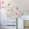 Walplus Wall Sticker Decal Wall Art Pink Dandelion with Fairies Home Decorations