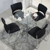 Round Tempered Glass Dining Table Set Or 2/4 PU Leather Chairs Kitchen Furniture