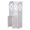 White Bathroom 3 Tier 2 Doors WPC Cabinet Shelf Cupboard Bedroom Storage Unit
