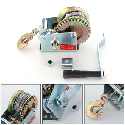 Manual Hand Winch 600lbs Boat Trailer Caravan 8m 19ft Strap Marine Puller New