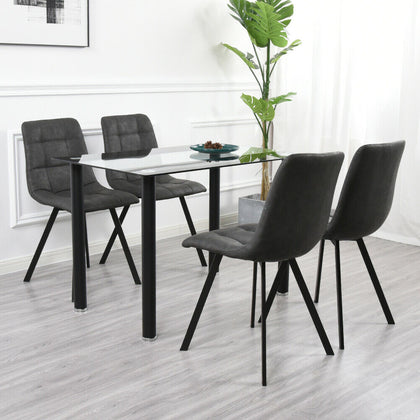 Set of 2 Modern Side Dining Chairs PU / Faux Suede Padded Seat Home Restanrant