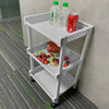 3 Tiers Plastic Kitchen Carts Trolley With Wheels Bathroom Storage Rack Cream