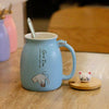 420ML Cat Kitten Ceramic Coffee Mug Tea Milk Water Cup Handle Lid Birthday Gift