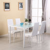 Black/White Glass Dining Table Set with 6/4 Faux Leather Chairs Home Furniture