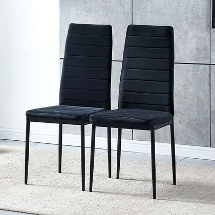 2× Black Velvet Dining Chairs Metal Legs High Back Padded Seat Dining Room Home