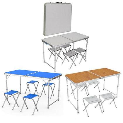 KITCHEN DINING GARDEN OUTDOOR PICNIC CAMPING FOLDING PORTABLE 4 CHAIR TABLE SET