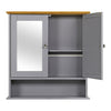 Bathroom Cabinet With Mirror Wall Mounted Grey Medicine Storage Cupboard Unit