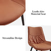 2 X Faux Leather Dining Chairs Metal Legs Thick Cushion Living Room Brown Modern