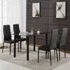 Glass Dining Table and Chairs 4 Seater Room Kitchen furniture Black Dining Set