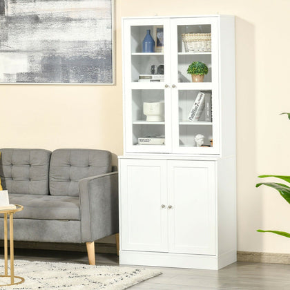 White Display Cabinet Storage Organizer Sideboard Living Room Bookcase Cupboard