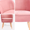 Velvet Accent Chair w Foam Padding Curved Back Wood Legs for Home & Office Pink