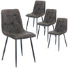 4X Dining Chairs Set Faux Suede Leather Padded Seat Metal Legs Kitchen Office