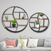 Large Round Wall Unit Industrial Retro Metal Wood Shelf Storage Hanging Rack UK
