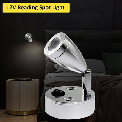 12V LED Spot Reading Light Switch Camper Van Caravan For Boat Motorhome Light