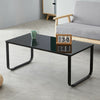 Tempered Glass Coffee Table with Metal Frame Side End Table Modern Living Room