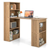 Computer Desk Wooden PC Laptop Table Writing Workstation 6-Tier Storage Shelves
