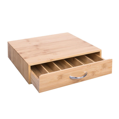 Woodluv Bamboo Countertop Coffee Capsule Pod and Tea Bag Storage Drawer Cabinet