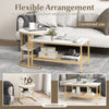 Set of 2 Coffee Nesting Table Set Detachable 2-Tier Sofa Side Table Faux Marble