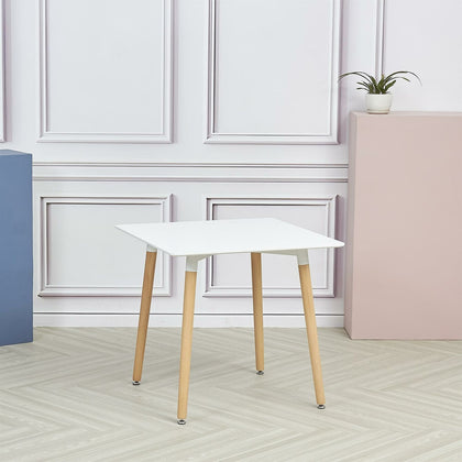 Nordic Style Square Dining Table 80x80 cm White Minimalist Design