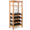 16 Bottles Wine Rack Storage Shelf with 9 Glass Holder Freestanding Wine Holder