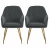 2 Velvet Leisure Dining Chairs Padded Bucket Seat Tub Armchair w/Gold Metal Legs
