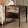 Industrial Bedside Table Chest Rustic Wood Nightstand Storage Cabinet Lamp Table