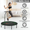 47'' Folding Trampoline Exercise Bouncer W/ Adjustable T-Shaped Handrail