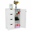 Bathroom Wood Cabinet Storage 4 Drawer 1 Door Free Standing Cupboard Unit White