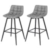 2x Barstool Breakfast stool Metal+leather Counter Bar Chair Faux Bar Stool grey