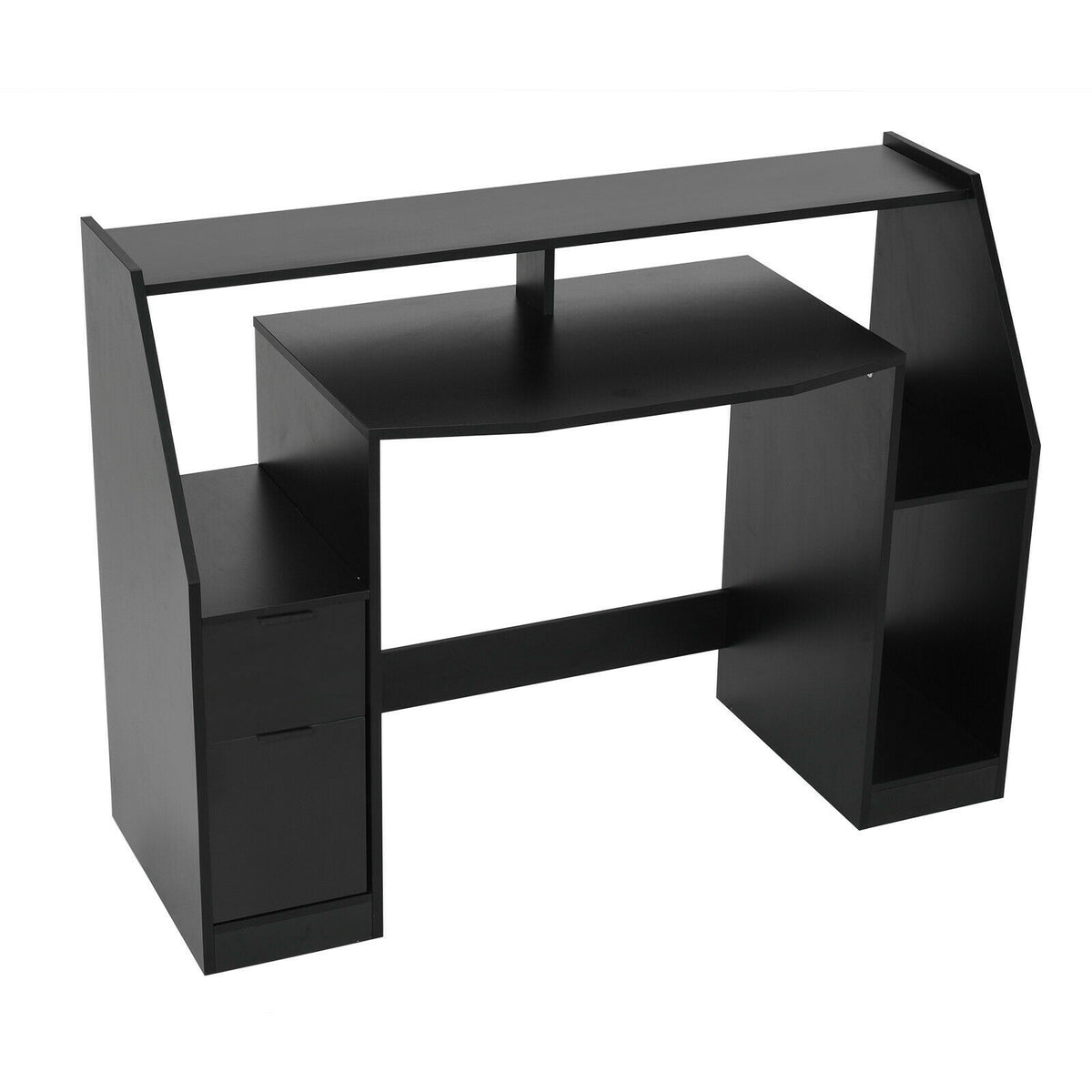 Gaming Computer Table w/ Shelf & RGB Lights Laptop Desk Office Worksta ...