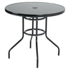 Garden Bistro Table Tempered Glass Top Metal Leg Coffee Table with Parasol Hole