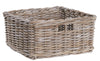 Square Wicker Storage Basket Grey Buff Rattan Shelf Unit Display