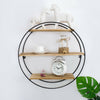 Round Wall Mounted Shelf Metal Wire Wooden Storage Display Floating Shelf Rack