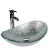 Bathroom Glass Counter Top Silver Basin Cloakroom Hand Wash Oval Sink Modern UK