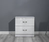 White High Gloss 2 Drawer Bedside Cabinet Chest of Drawers. Matt white frame.