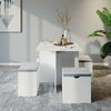 Mondeer 5PC Wooden Dining Table Set w/4 Storage Stools Compact Space Saver White