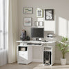 White Wooden Desk with Drawers PC Workstation Office Computer with Keyboard Tray