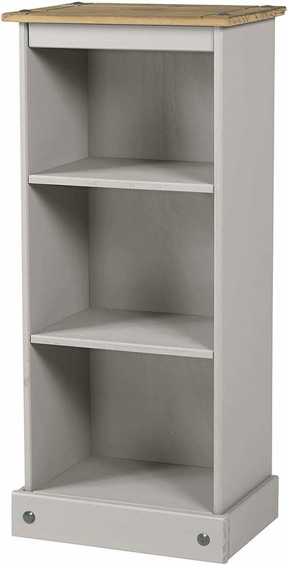Small Rustic Bookcase Narrow Storage Furniture Side Cabinet Unit Wood Grey Shelf