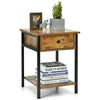 Industrial Style Bedside Table Vintage Side End Lamp Plant Cabinet Stand Rustic