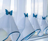 Butterfly Voile Curtain With Matching Piping - Kitchen Blind - Cafe Net Curtains