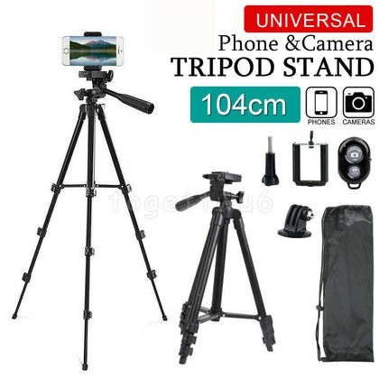 Universal Telescopic Camera Tripod Stand Phone Holder For iPhone Samsung Sony UK