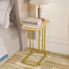 C-Shaped Sofa Side Table Golden Metal Frame End Coffee/Snack Table Living Room
