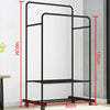 Metal Clothes Double Rail Rolling Garment Heavy Duty Hanging Rack Shelf Display