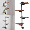 Industrial Ladder Pipe Shelf Wooden Wall Mount Display Shelving Floating Storage