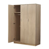 Modern Matt Oak 3 door triple wardrobe with shelves rail.Slow-clos